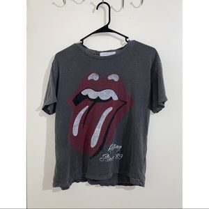 The Rolling Stones Cropped T-Shirt Womens Size S Short Sleeve Vintage Grey
